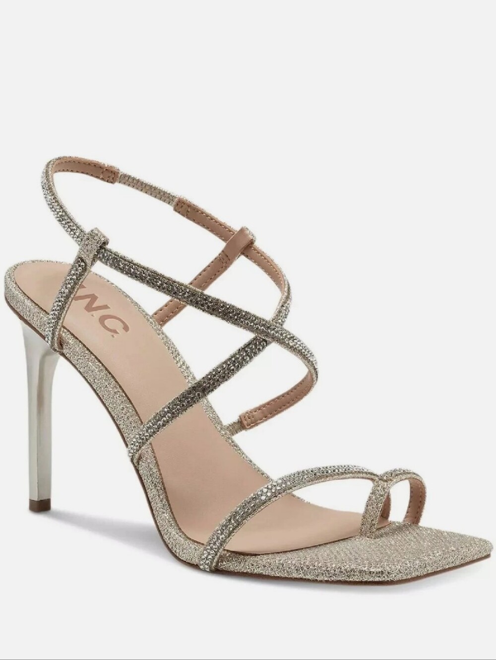 New w/Box INC International Concepts Arti Champagne Crystal Square Toe Sandals